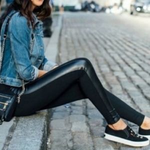 CAbi Bexley Faux Vegan Leather Tuxedo Side Striped Leggings XS